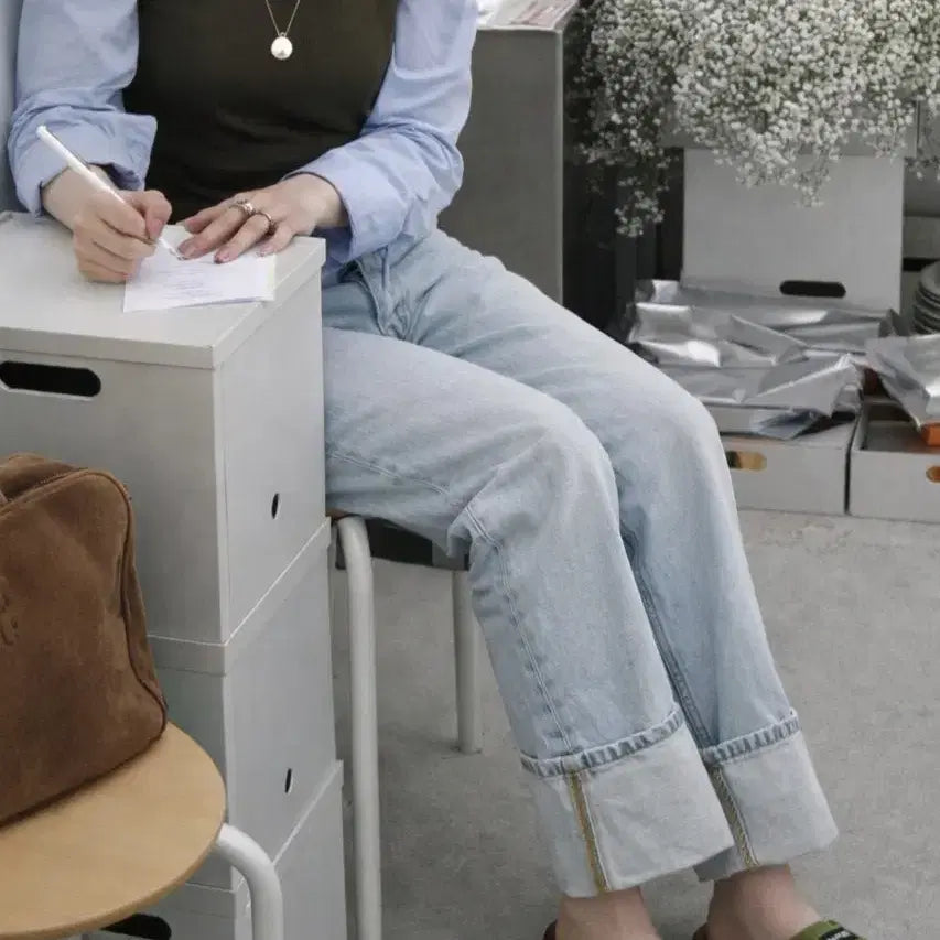 [BUNJANG] TOM GREYHOUND Roll-up Denim Jeans / 톰그레이하운드 정품 롤업 연청 데님