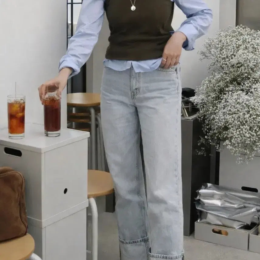 [BUNJANG] TOM GREYHOUND Roll-up Denim Jeans / 톰그레이하운드 정품 롤업 연청 데님