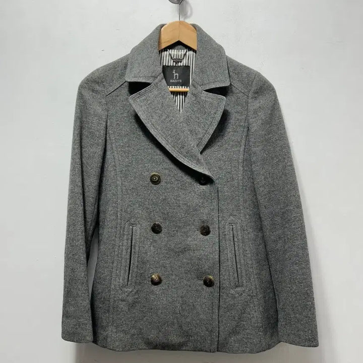 [BUNJANG] Hazzys Gray Double Button Short Coat (Size 55) / 헤지스 더블 버튼 회색 숏 코트 55