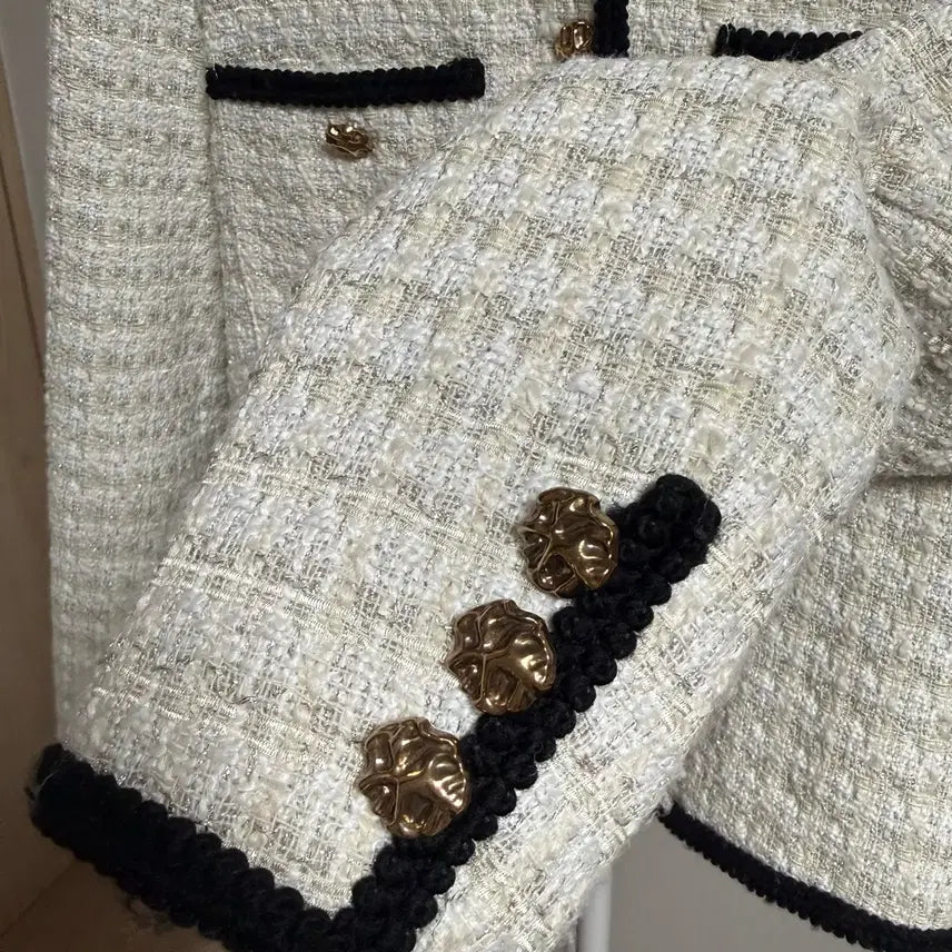 [BUNJANG] Ivory Tweed Jacket / 아이보리 트위드 자켓[Free]