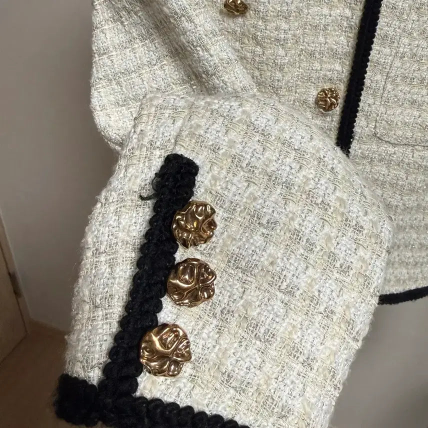 [BUNJANG] Ivory Tweed Jacket / 아이보리 트위드 자켓[Free]