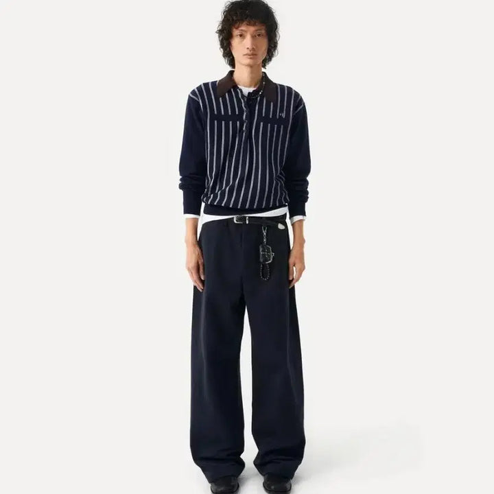 [BUNJANG] Label Archive Wide Cotton Pants Navy / [5] 라벨아카이브 wide cotton pants navy