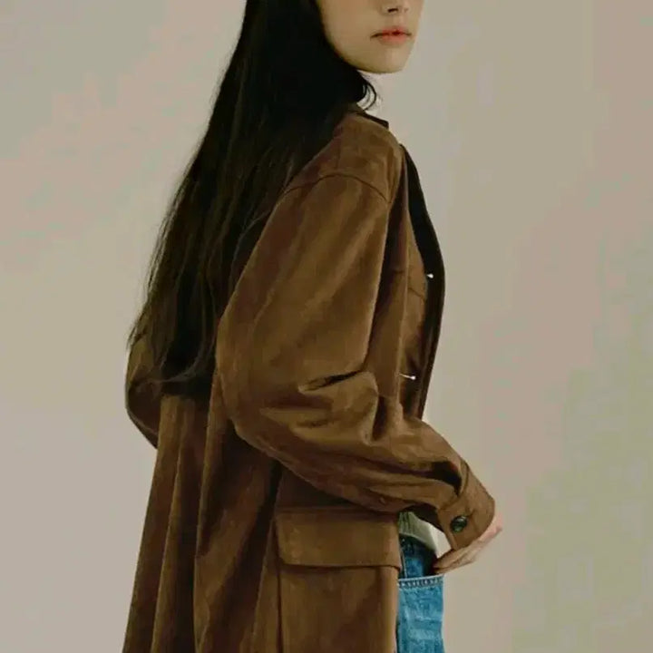 [BUNJANG] LOVLOV Suede Single Jacket Brown / LOVLOV 스웨이드 싱글 자켓 브라운