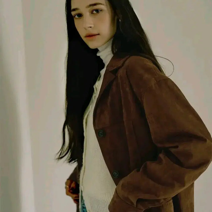 [BUNJANG] LOVLOV Suede Single Jacket Brown / LOVLOV 스웨이드 싱글 자켓 브라운