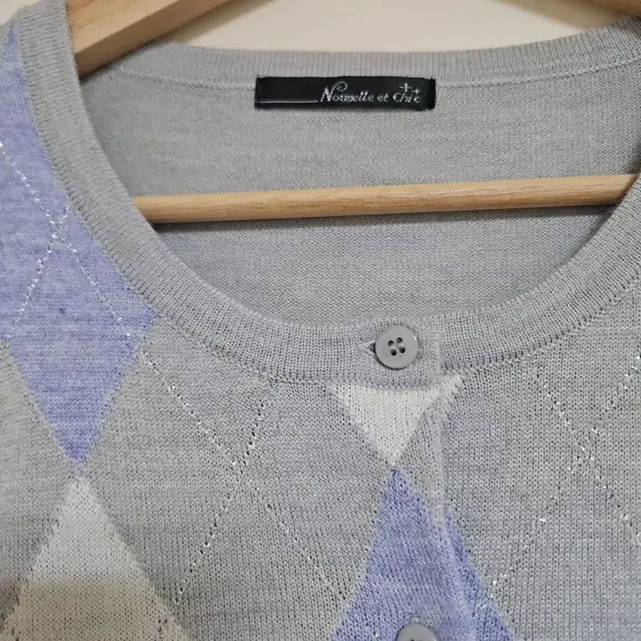 [BUNJANG] Himegyaru Argyle Diamond Pattern Glitter Cardigan / 아가일 다이아몬드 패턴 히메갸루 로걀 라운드넥 글리터 가디건