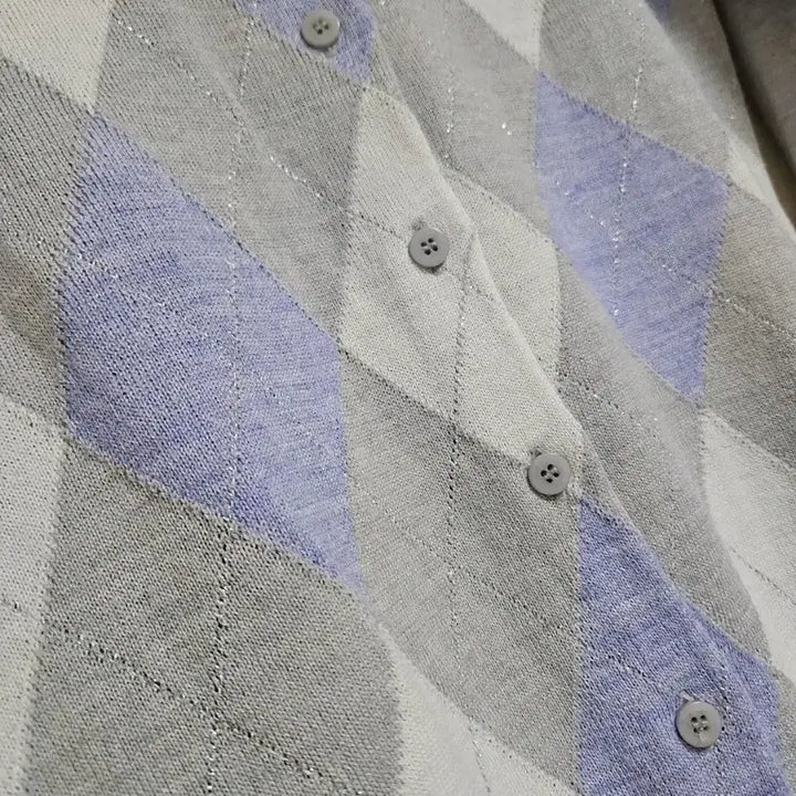 [BUNJANG] Himegyaru Argyle Diamond Pattern Glitter Cardigan / 아가일 다이아몬드 패턴 히메갸루 로걀 라운드넥 글리터 가디건
