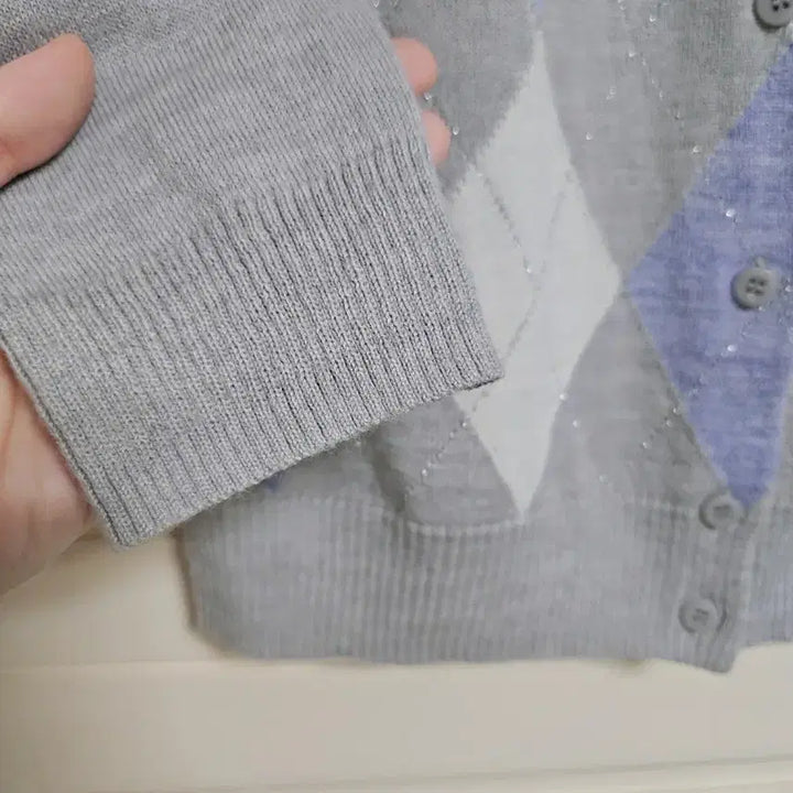 [BUNJANG] Himegyaru Argyle Diamond Pattern Glitter Cardigan / 아가일 다이아몬드 패턴 히메갸루 로걀 라운드넥 글리터 가디건