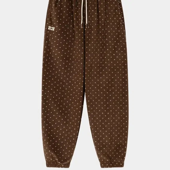 [BUNJANG] Kissing Dot Fleece Jogger Pants (Brown) / 키시닝 Dot Fleece Jogger Pants (Brown)