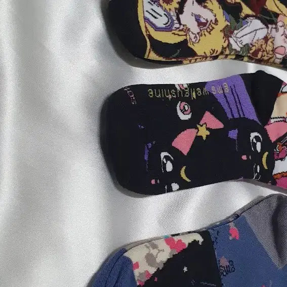 [BUNJANG] Sunflower Cat Girl Socks / 개당가격이예요~ 그린 크림베이지 퍼플 핑크 해바라기 고양이 소녀 양말