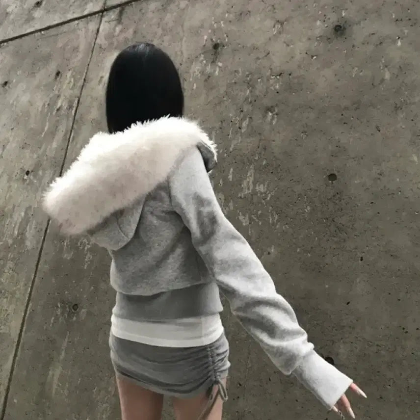 [BUNJANG] Kyoii Faux Fur Hooded Zip-up Jacket / 쿄이 kyoii 퍼 후드 집업