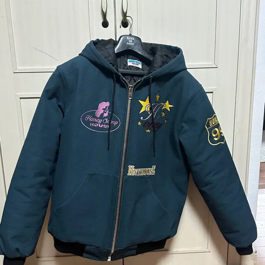 [BUNJANG] Honey Scoop House Canvas Hooded Work Jacket - Teal (Size M) / 허니스쿱하우스 캔버스 후드 워크자켓 틸 M
