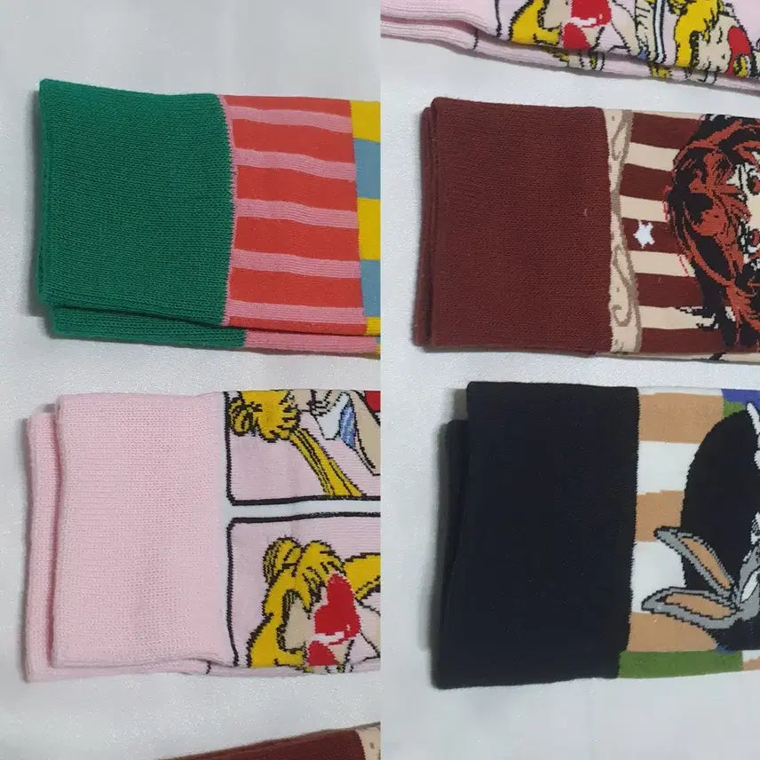 [BUNJANG] Red Brown Pink Green Dot Animal Socks / 개당가격이예요~ 레드브라운 핑크 그린  도트 부엉이 토끼 캐릭터 양말