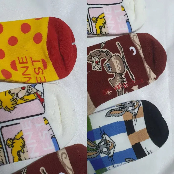 [BUNJANG] Red Brown Pink Green Dot Animal Socks / 개당가격이예요~ 레드브라운 핑크 그린  도트 부엉이 토끼 캐릭터 양말