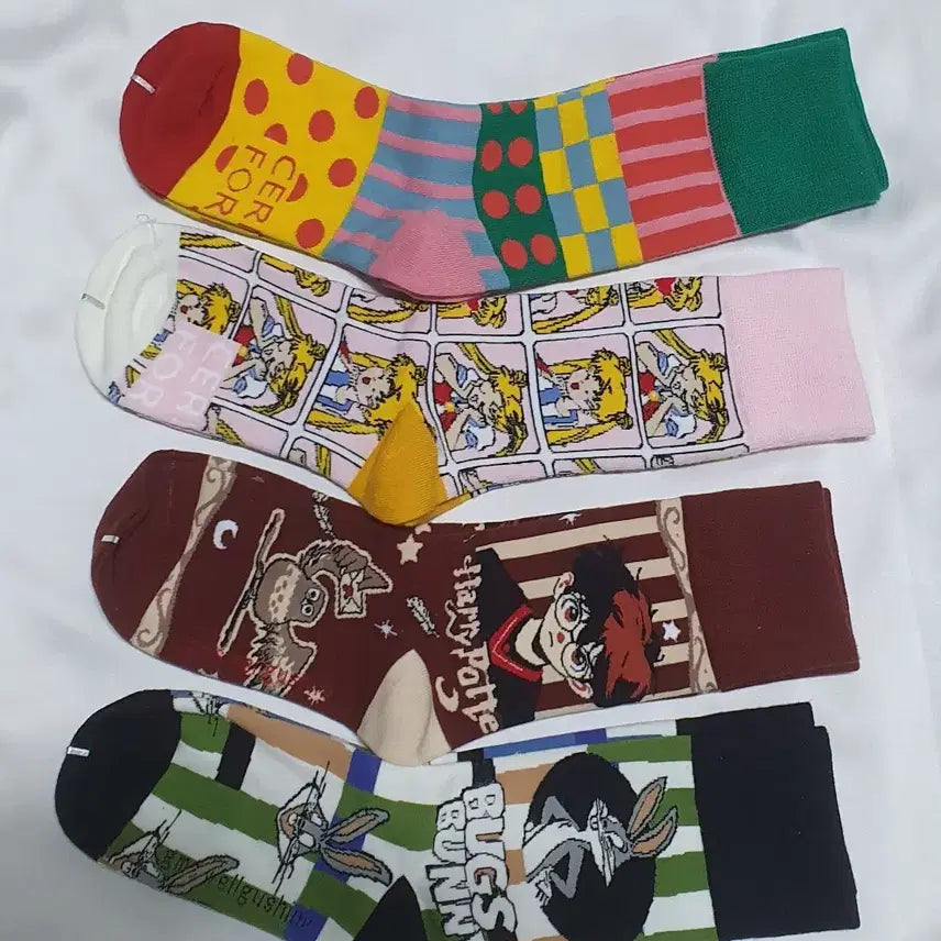 [BUNJANG] Red Brown Pink Green Dot Animal Socks / 개당가격이예요~ 레드브라운 핑크 그린  도트 부엉이 토끼 캐릭터 양말