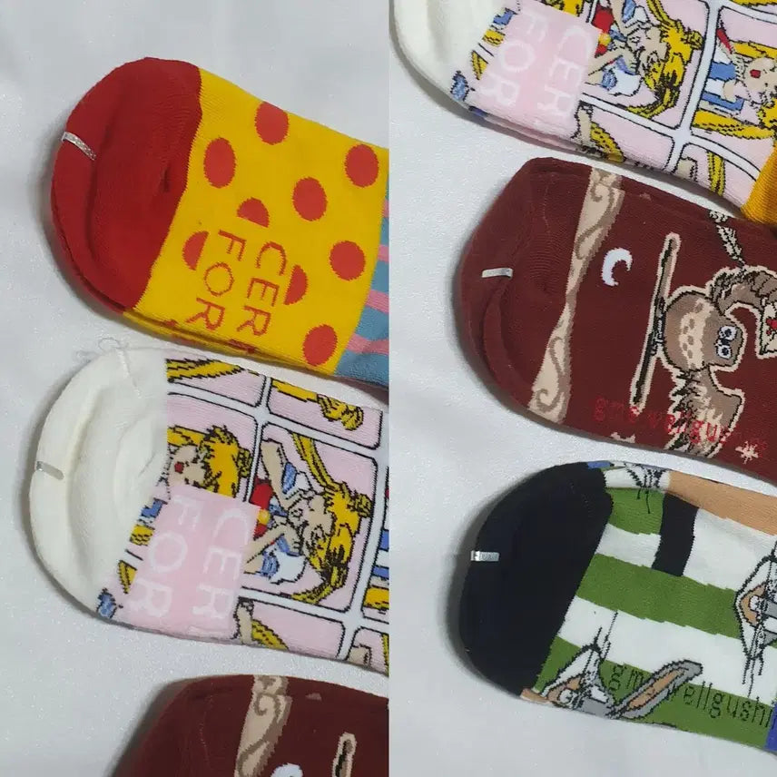 [BUNJANG] Red Brown Pink Green Dot Animal Socks / 개당가격이예요~ 레드브라운 핑크 그린  도트 부엉이 토끼 캐릭터 양말