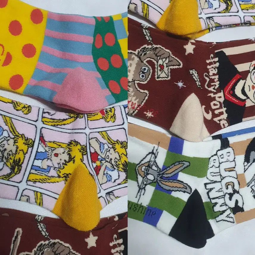 [BUNJANG] Red Brown Pink Green Dot Animal Socks / 개당가격이예요~ 레드브라운 핑크 그린  도트 부엉이 토끼 캐릭터 양말