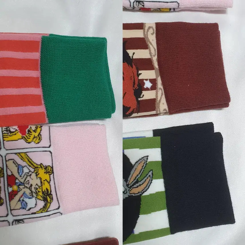 [BUNJANG] Red Brown Pink Green Dot Animal Socks / 개당가격이예요~ 레드브라운 핑크 그린  도트 부엉이 토끼 캐릭터 양말