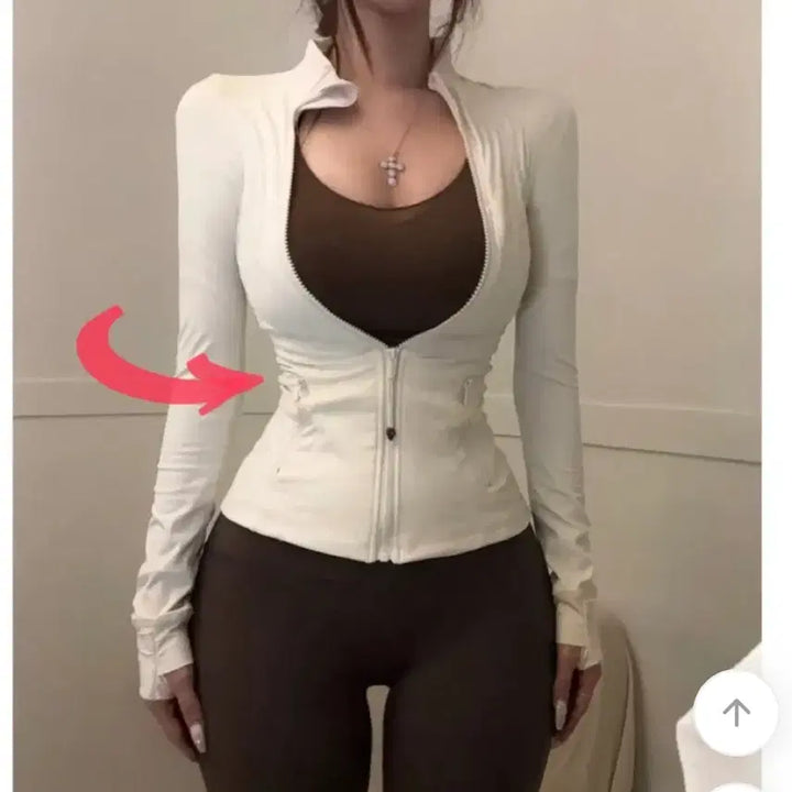 [BUNJANG] New & B Ivory Zip-Up / 뉴앤비) 잘록집업