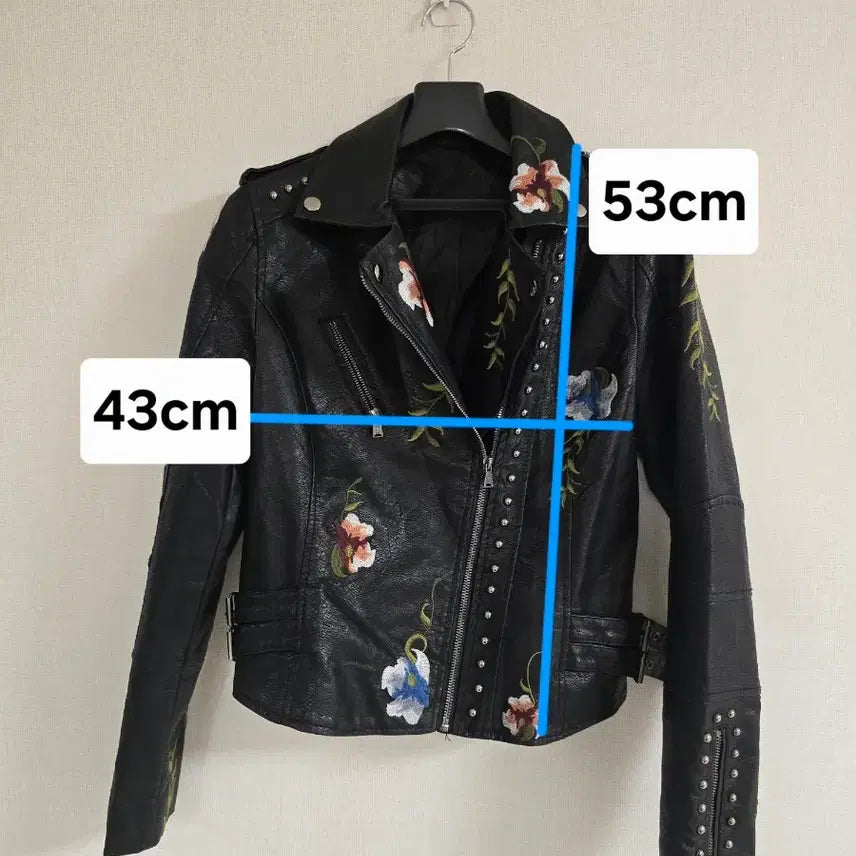 [BUNJANG] SHEIN Faux Leather Embroidered Rider Jacket / 쉐인 인조가죽 자수 라이더 자켓