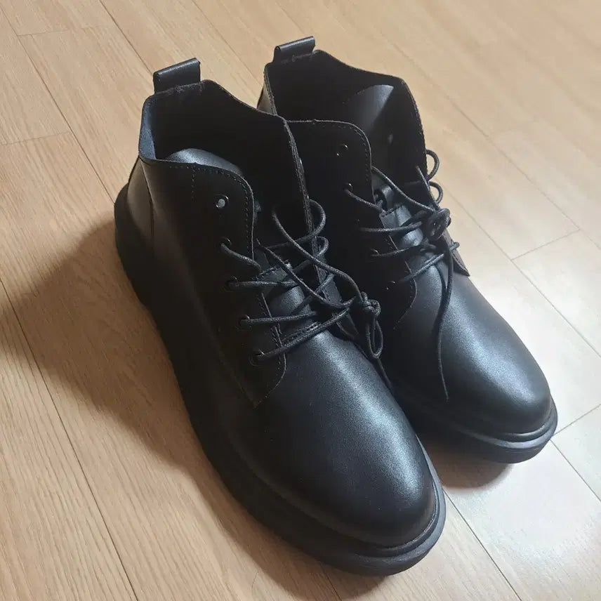 [BUNJANG] No Brand Men's Black Leatherette/Leather Ankle Boots / 남성 워커 가죽구두 새제품