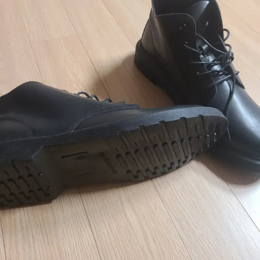 [BUNJANG] No Brand Men's Black Leatherette/Leather Ankle Boots / 남성 워커 가죽구두 새제품