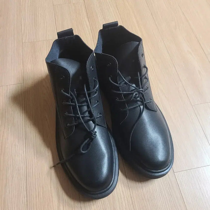 [BUNJANG] No Brand Men's Black Leatherette/Leather Ankle Boots / 남성 워커 가죽구두 새제품
