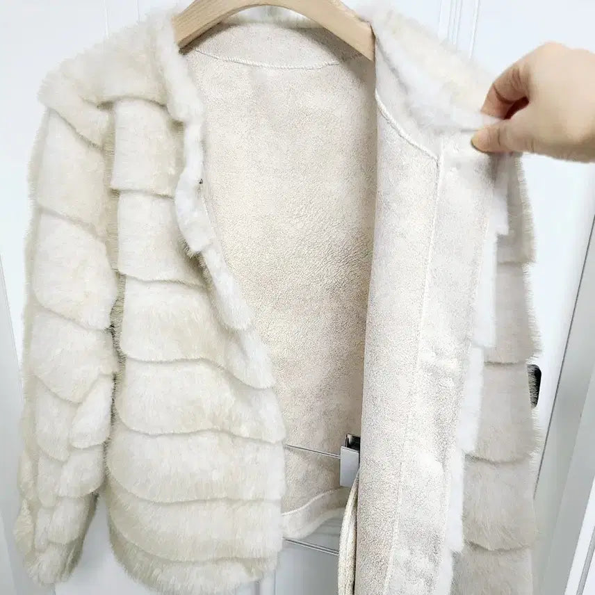 [BUNJANG] High-Quality Mink Eco-Fur Horizontal Jacket / <새상품>고퀄 밍크 에코퍼 호리젠탈 자켓