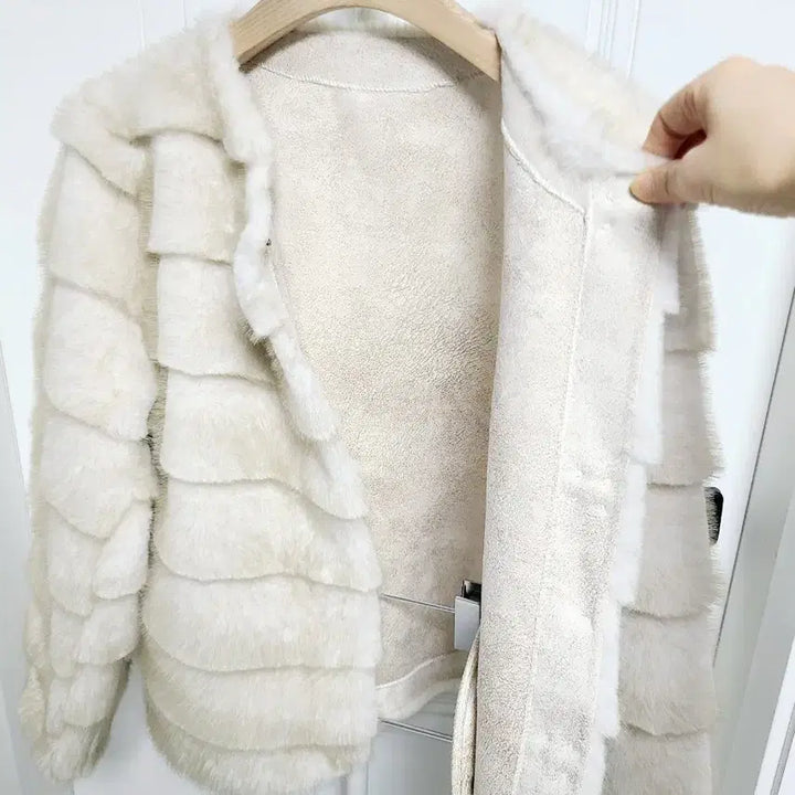 [BUNJANG] High-Quality Mink Eco-Fur Horizontal Jacket / <새상품>고퀄 밍크 에코퍼 호리젠탈 자켓
