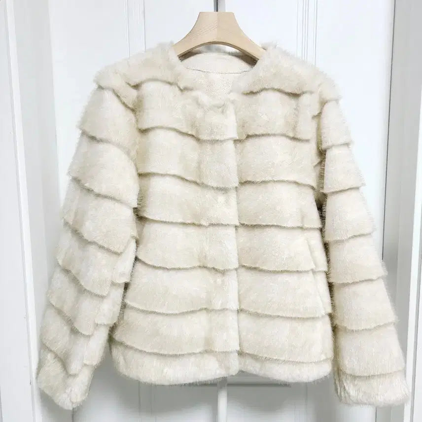 [BUNJANG] High-Quality Mink Eco-Fur Horizontal Jacket / <새상품>고퀄 밍크 에코퍼 호리젠탈 자켓