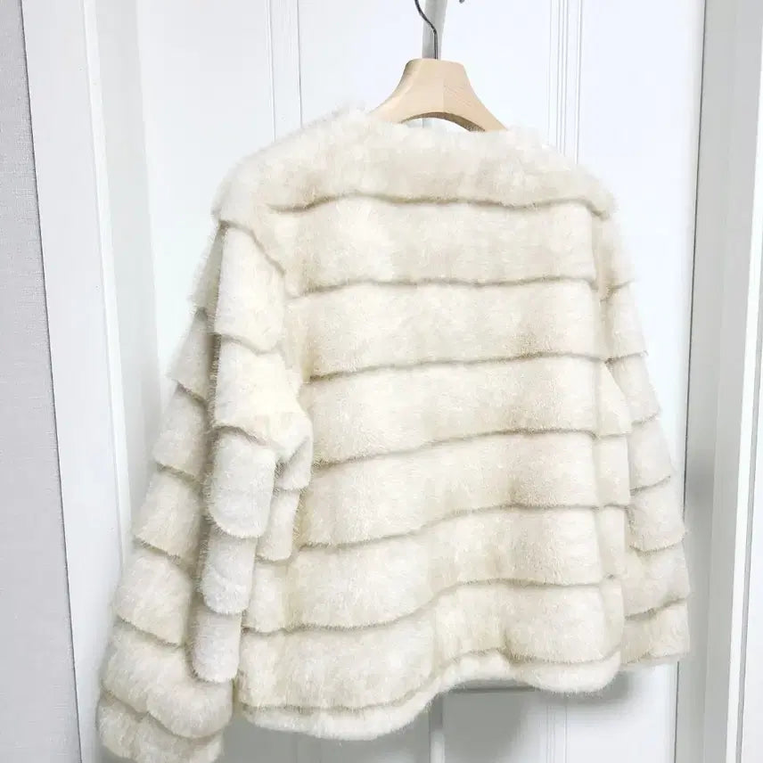 [BUNJANG] High-Quality Mink Eco-Fur Horizontal Jacket / <새상품>고퀄 밍크 에코퍼 호리젠탈 자켓