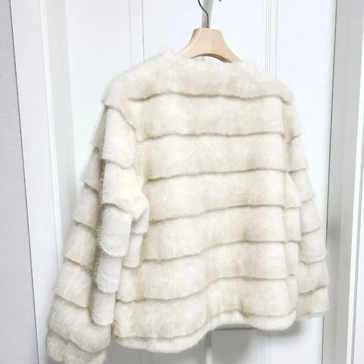 [BUNJANG] High-Quality Mink Eco-Fur Horizontal Jacket / <새상품>고퀄 밍크 에코퍼 호리젠탈 자켓