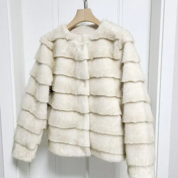 [BUNJANG] High-Quality Mink Eco-Fur Horizontal Jacket / <새상품>고퀄 밍크 에코퍼 호리젠탈 자켓