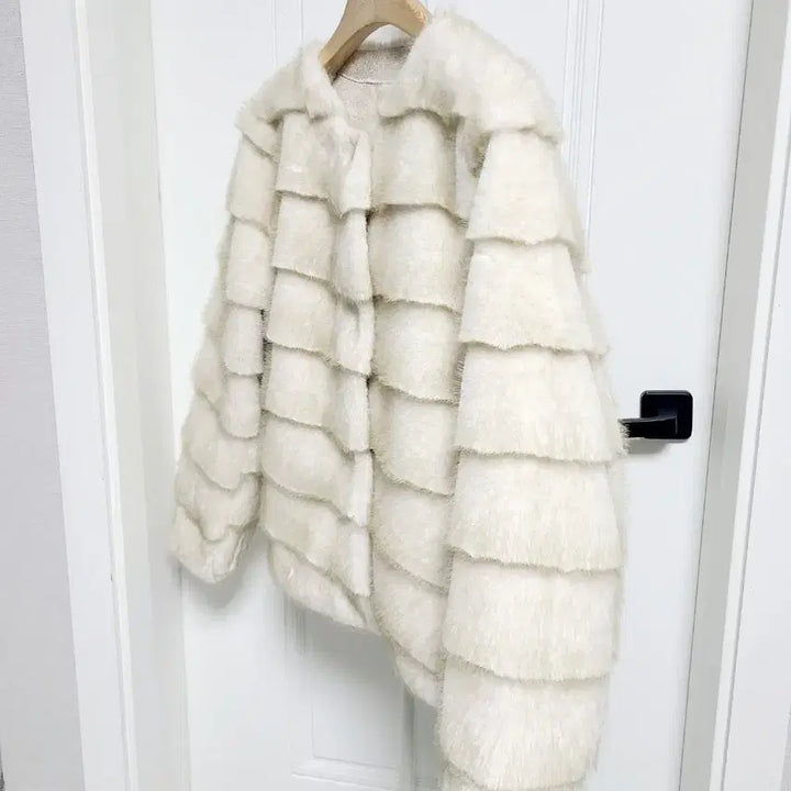 [BUNJANG] High-Quality Mink Eco-Fur Horizontal Jacket / <새상품>고퀄 밍크 에코퍼 호리젠탈 자켓