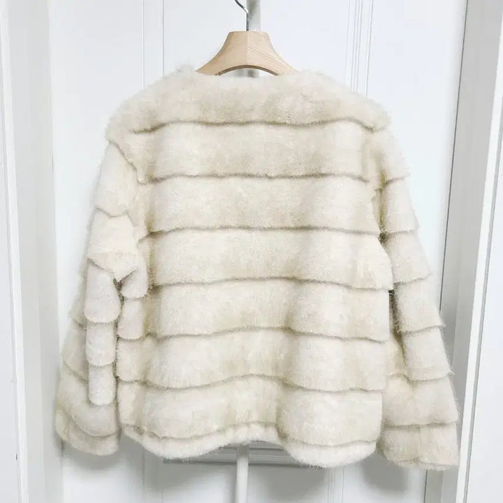 [BUNJANG] High-Quality Mink Eco-Fur Horizontal Jacket / <새상품>고퀄 밍크 에코퍼 호리젠탈 자켓