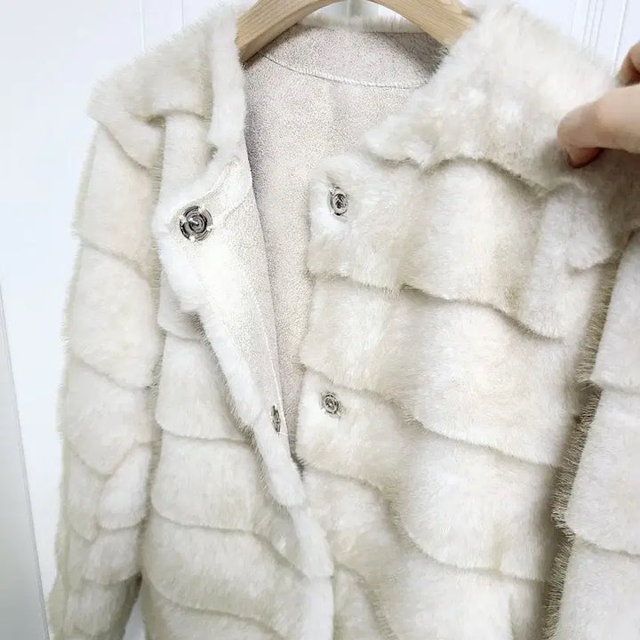 [BUNJANG] High-Quality Mink Eco-Fur Horizontal Jacket / <새상품>고퀄 밍크 에코퍼 호리젠탈 자켓
