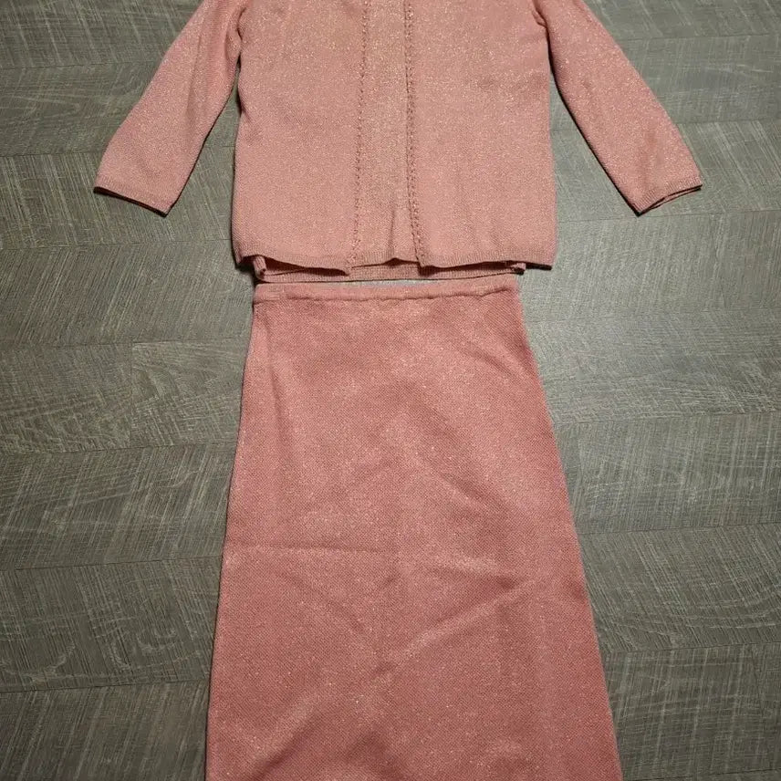 [BUNJANG] Pink Knit Three-Piece Set / 핑크 니트 쓰리피스 세트 셋업