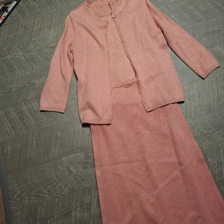 [BUNJANG] Pink Knit Three-Piece Set / 핑크 니트 쓰리피스 세트 셋업