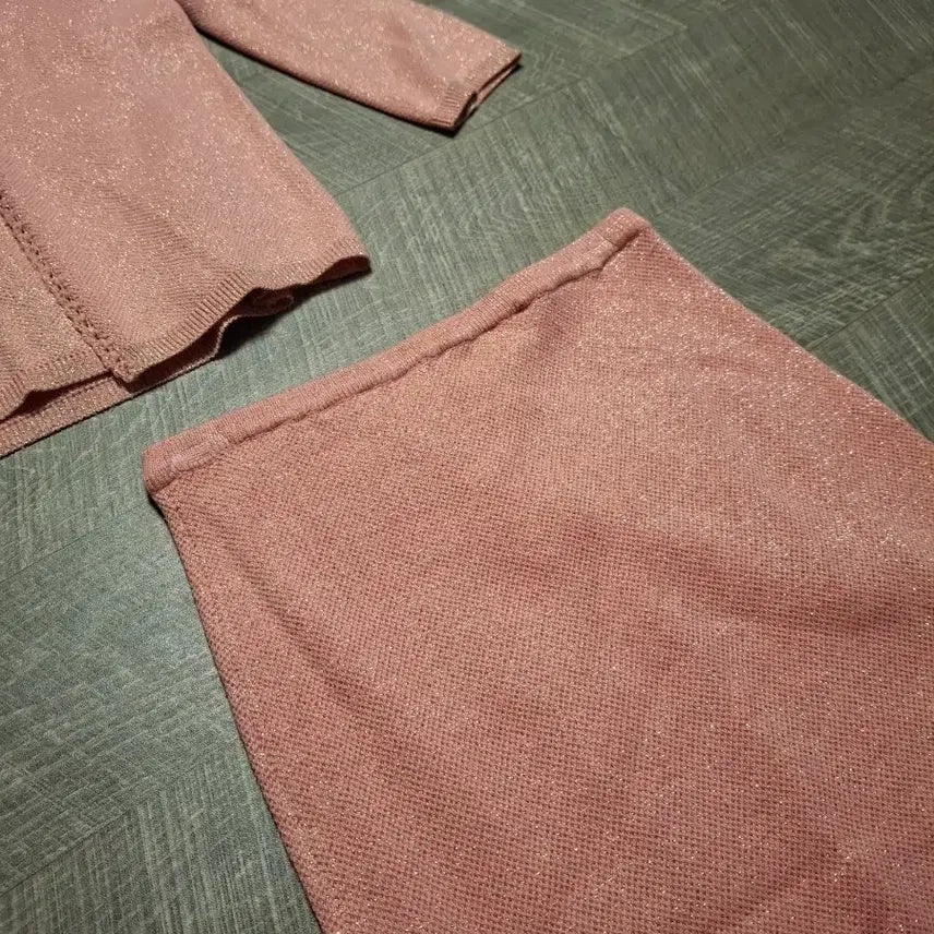 [BUNJANG] Pink Knit Three-Piece Set / 핑크 니트 쓰리피스 세트 셋업