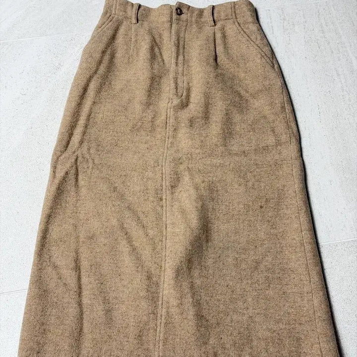 [BUNJANG] Wool Blend Beige Skirt / 울 모직 스커트