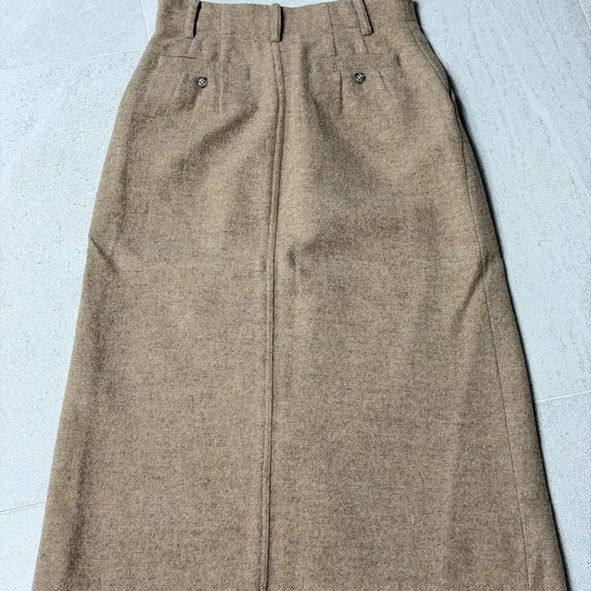 [BUNJANG] Wool Blend Beige Skirt / 울 모직 스커트