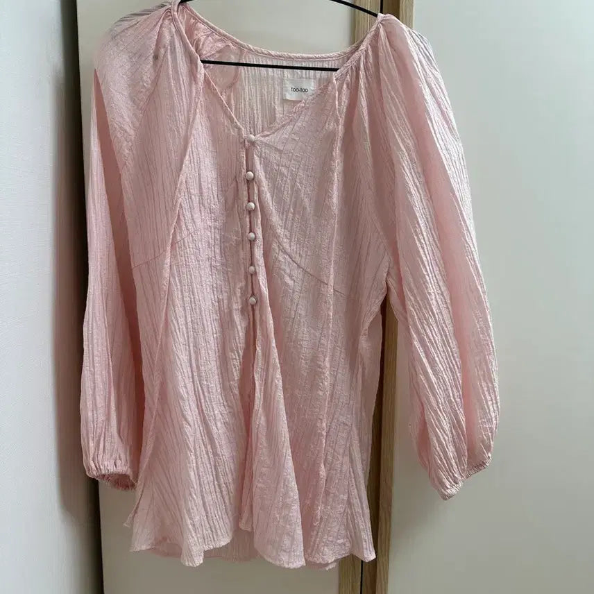 [BUNJANG] TOO-TOO Pink Balloon Sleeve Two-Piece Blouse / TOO-TOO 핑크 블라우스 벌룬 퍼프 긴팔 투피스