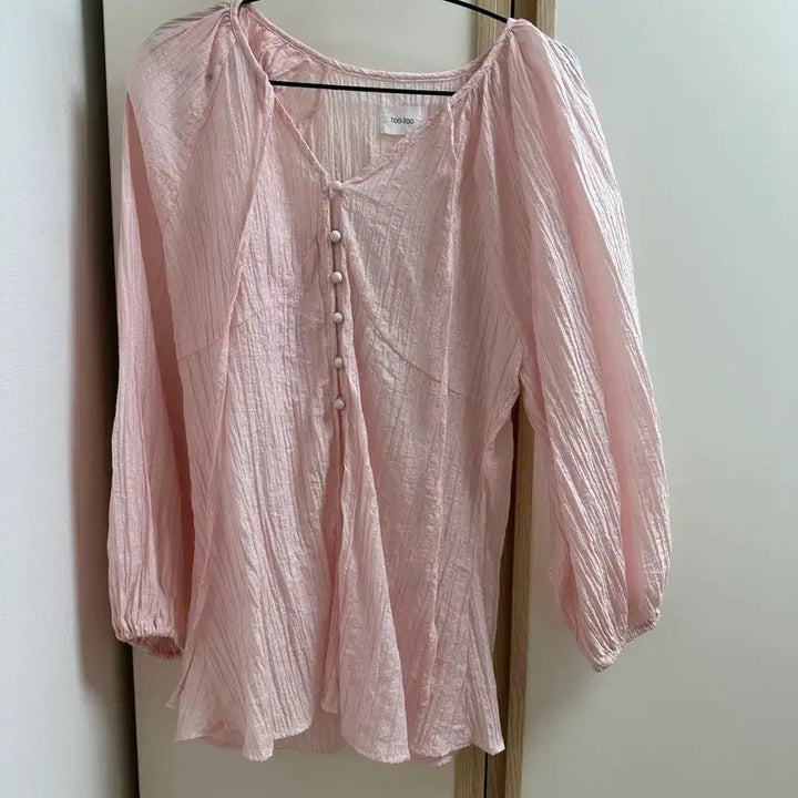 [BUNJANG] TOO-TOO Pink Balloon Sleeve Two-Piece Blouse / TOO-TOO 핑크 블라우스 벌룬 퍼프 긴팔 투피스
