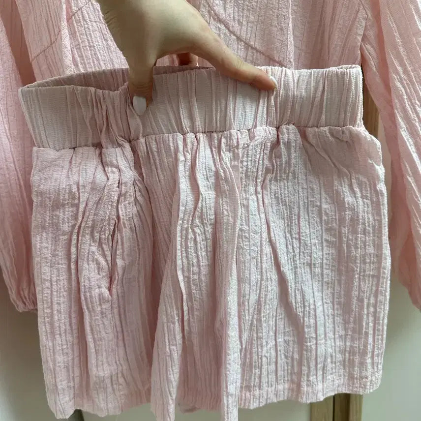 [BUNJANG] TOO-TOO Pink Balloon Sleeve Two-Piece Blouse / TOO-TOO 핑크 블라우스 벌룬 퍼프 긴팔 투피스
