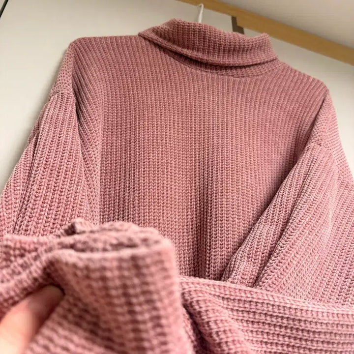 [BUNJANG] Bershka Pink Turtleneck Chenille Knit Sweater / Bershka 핑크색 터틀넥 부드러운 촉감의 셔닐 니트 667788 정도