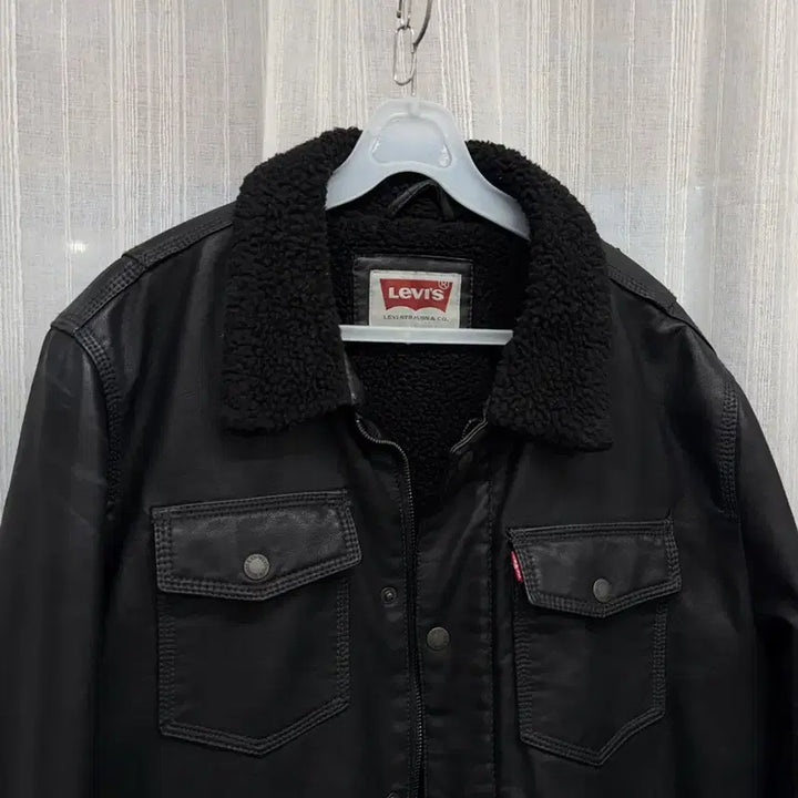 [BUNJANG] Levi's Leather Sherpa Trucker Jacket / 리바이스 레더 셰르파 트러커 가죽 자켓 Levis