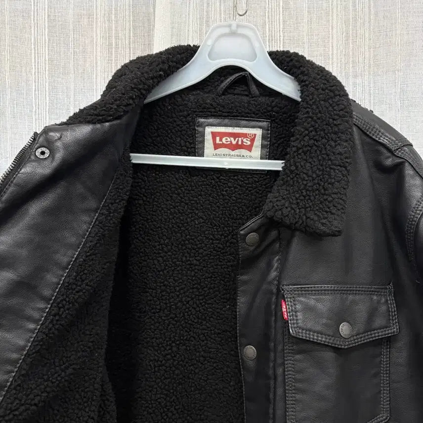 [BUNJANG] Levi's Leather Sherpa Trucker Jacket / 리바이스 레더 셰르파 트러커 가죽 자켓 Levis