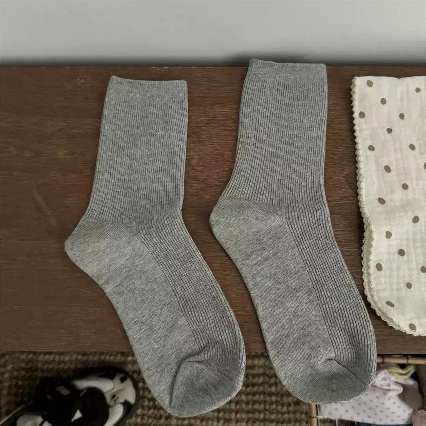 [BUNJANG] Women's Ribbed Socks Set / 여성 골지 양말 6켤레 세트
