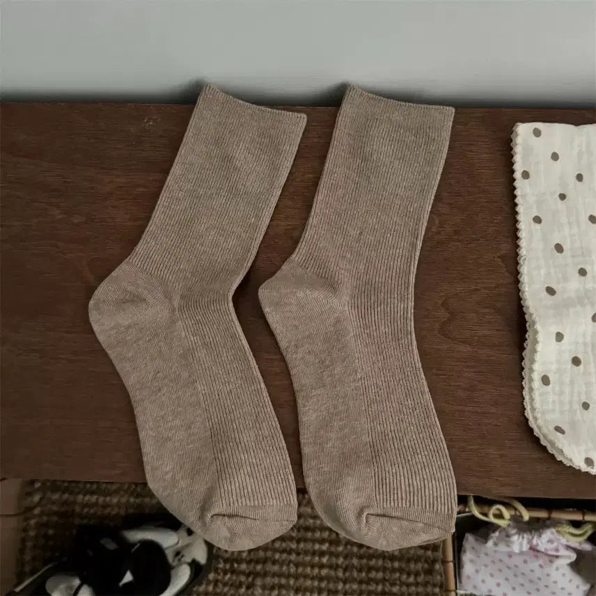 [BUNJANG] Women's Ribbed Socks Set / 여성 골지 양말 6켤레 세트