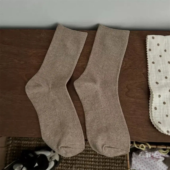 [BUNJANG] Women's Ribbed Socks Set / 여성 골지 양말 6켤레 세트