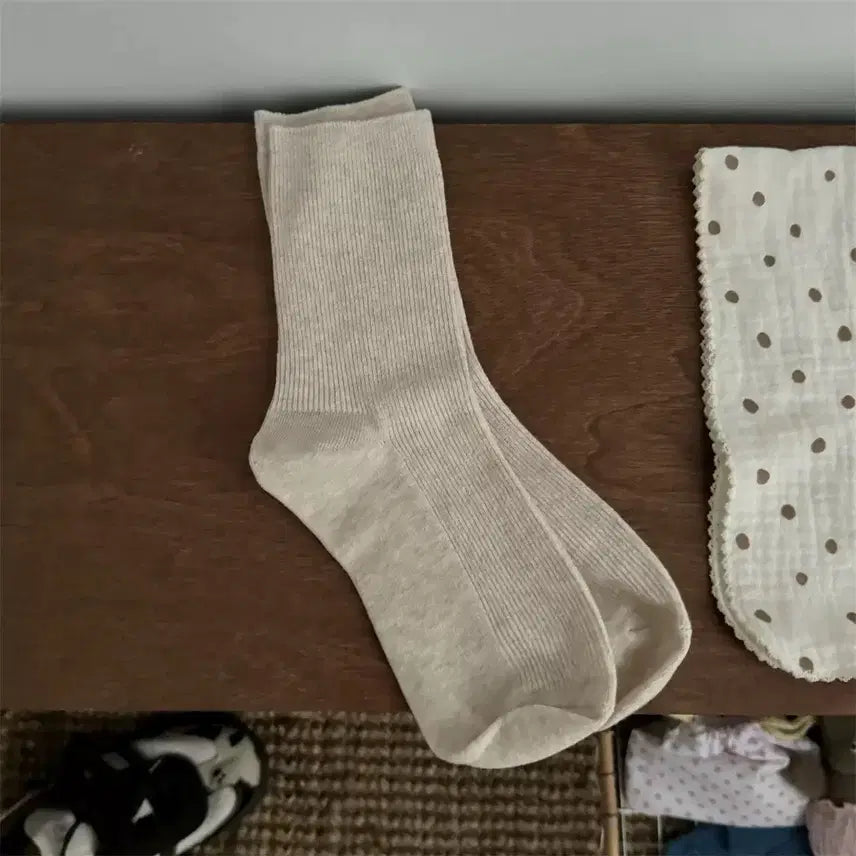 [BUNJANG] Women's Ribbed Socks Set / 여성 골지 양말 6켤레 세트